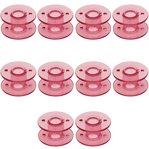 YEQIN 10 pcs Pink Class 15 (A Size) Plastic Bobbins #X52800150 for Brother Babylock Singer Juki Sewing Machines - color: Red