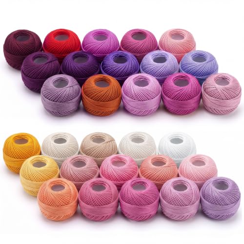 30 Pcs Size 8 Pearl Cotton Thread Balls 10 Grams, Berry Color - color: Berry Color