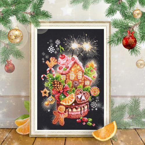 Wizardi Counted Cross-Stitch Kit Christmas Sweets 540-673 Magic Needle. Beginner Cross Stitch Kits for Kids and Adults - color: Christmas Sweets