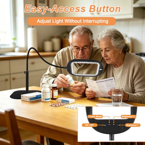 10X 30X Floor Magnifying Glass with Light and Stand