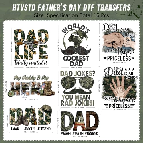 Father's Day Iron on Transfers Heat Transfer Vinyl 16pcs - color: Leopard