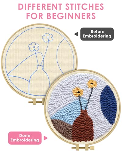 TINDTOP Punch Needle Kits, Punch Embroidery Kits for Adults - color: Grey Blue