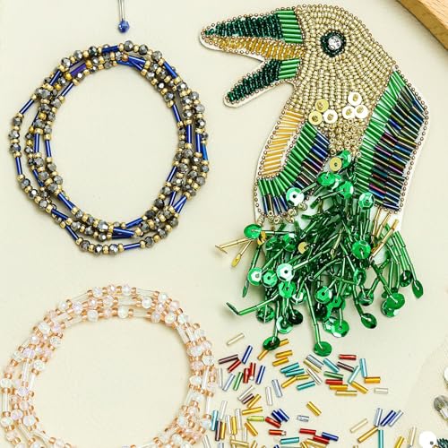 2000pcs Glass Bugle Beads, Tube Beads Bulk, Mini Long Tiny Small Waist Loose Spacer Embroidery Beaded for Bracelets Jewelry Making Sewing, Crafts, 2×6mm, Gold - color: Gold
