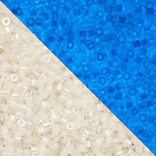 John Bead 25g Cylin Beads White to Sky Glow in Dark AB 11/0 Glass Cylindrical Seed Beads for Jewelry Bracelets Necklaces Earrings Making Embroidery - color: White to Sky Glow in Dark AB