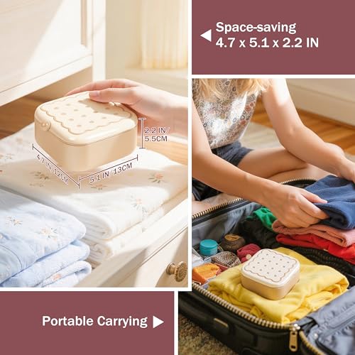 LOTOFUN Small Sewing Kit Box: Cookie Design Portable 2-Layer Organizer Magnetic Needle and Thread Kits Holder Basic Case - Travel Emergency Clothes Repair for Adults (Beige) - color: Beige