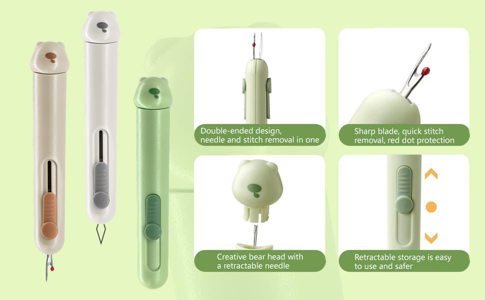 FLONSA 3 PCS Automatic Needle Threaders, 3 in 1 Seam Ripper Upgraded Stretchable Needle Threader for Hand Sewing Cross Stitch(Yellow + Green + Grey) - color: Yellow + Green + Gray