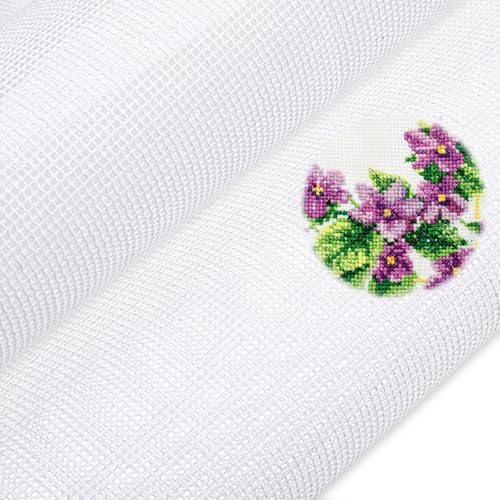 2 Pcs White Needlepoint Canvas 14 Mesh Needlepoint Canvas 20 x 20" White Blank Polyester Cotton Canva Embroidery Blank Whites Cloth Needlepoints Fabric for Embroidery Cross Stitch Knit Crochet Project