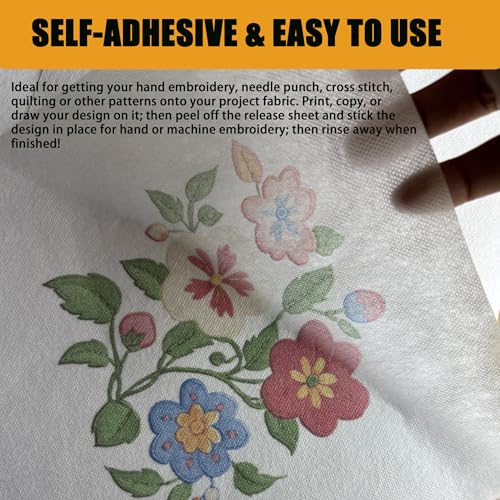 6 Sheets Water Soluble Embroidery Stabilizer Paper, 8.27 x 11 inches, Medium Weight Wash Away Stabilizer Allowed for Print or Draw Patterns