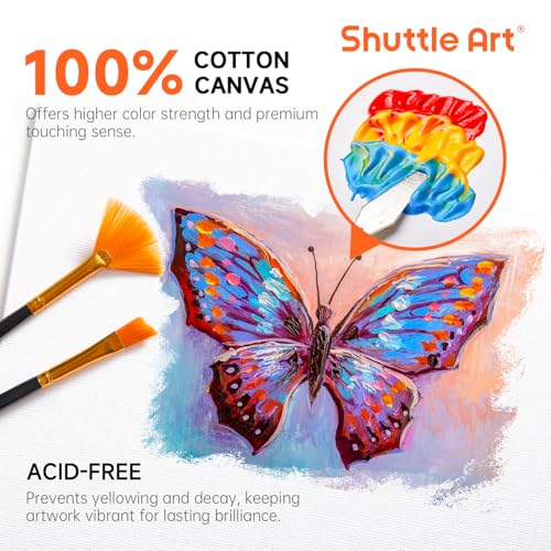 Shuttle Art 52 Pack Canvas for Painting, Multi-Size 5x5/6x6/8x8/10x10 Inch Blank Canvas Boards for Painting, 100% Cotton Primed White Art Canvas, Ideal Art Supplies for Kids Adults Acrylic OilPainting - size: 52 Pack - 13 of Each 5x5, 6x6, 8x8, 10x10 inch