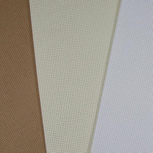 KCS 3 pc of 12" x 18" 14CT Counted Cotton Aida Cloth Cross Stitch Fabric (White+Cream+Khaki) - color: White+cream+khaki