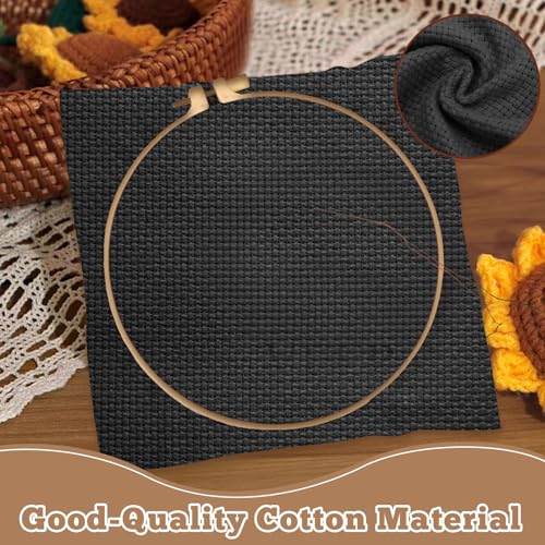 10 PCS Black Aida Cloth 14 Count Cross Stitch Fabric (13.8×13.8 Inch) - size: 13.8×13.8 Inch