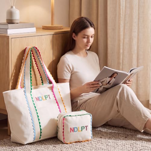 2 Pcs Needlepoint Canvas Tote Bag - color: Multicolor, size: 17 x 13 Inch, style: Fashion