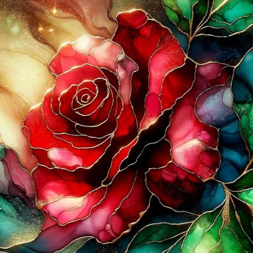 Rose Flowers Stamped Cross Stitch Kits, Embroidery Starter Kit for Adult Beginners, 11CT Cross-Stitch Patterns Dimensions Kit Arts，Needlepoint Kit Crafts for Home Decor 13.7 x 13.7 inch - color: T015