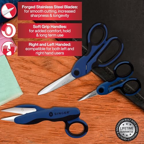 SINGER ProSeries™ Sewing Scissors Bundle, Fabric, Detail & Snips, 3 Count - color: Navy