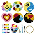 SEREDH Punch Needle Coasters Kit for Beginners Adults Easy Needle Punch Embroidery Kit Set Threader Instruction Fabric Hoop Yarn Tufting Coaster DIY Making,Coaster Holder Coaster Art Craft Supplies - color: Rainbow