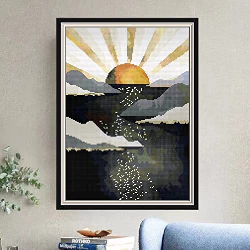 Svarog Stamped Cross Stitch Kits Beginners Full Range of Embroidery Patterns Starter Kits for Adult or Kids DIY Cross Stitches Needlepoint Kits 14CT-Sunrise 11.8x15.75 inch - color: sunrise 11.8x15.75 inch
