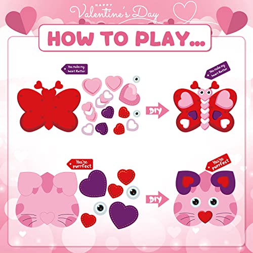 Tatuo 30 Set Valentine's Day DIY Craft Kit Hanging Ornament Classroom Decorations Valentines Cutouts Stickers Crafts for Game Activity Home Party Supplies