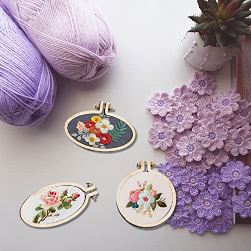 Wood Mini Embroidery Hoop Frame, 24Pcs Round Oval 0.9-2.3 Inch - size: 24Pcs Round Oval 0.9-2.3 inch