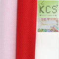 KCS 2 pc of 15" x 18"(38cmx45cm) Counted Cross Stitch Cotton Aida Cloth Needlework Fabric Box (Pink+Red, 14CT) - color: Pink+red, size: 14CT