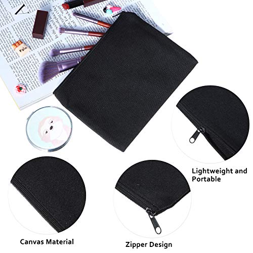 Gejoy 10 Pack Blank Canvas Cosmetic Bags Zipper Pouch DIY,L,Black - color: Black, size: Large