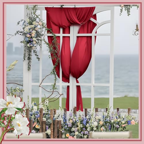 Horbaunal Burgundy Chiffon Fabric by The Yard, 10 Yard Precut Sheer Fabric - color: Burgundy, size: 10 Yards