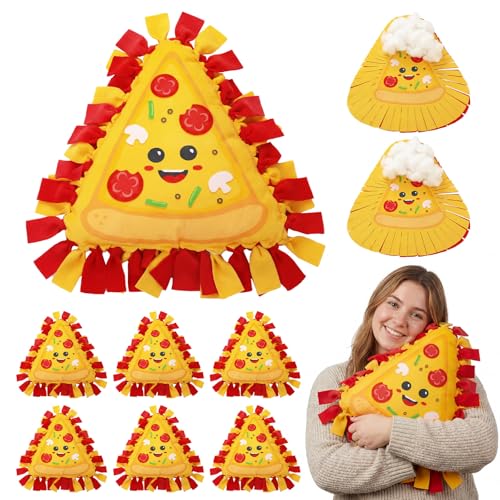Weysat 6 Sets Pizza Tied Pillow Craft Kit DIY Pizza Shaped Pillow Craft Gifts with PP Cotton for Oktoberfest Day Pizzas Day Sports Theme Party Halloween Decor Classroom Giveaways - style: Pizza
