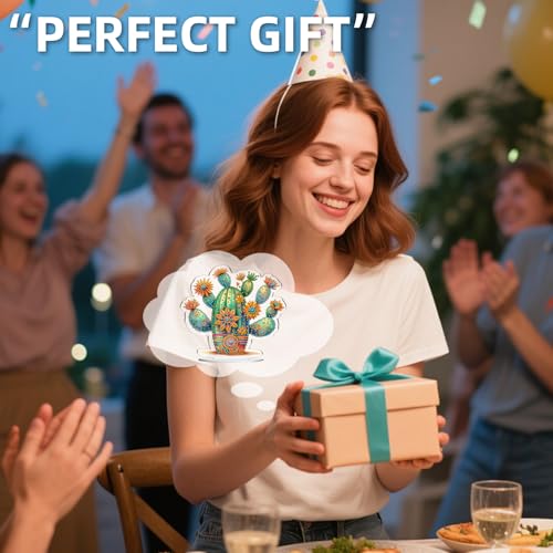 POETRYDRAW Diamond Art Ornament Desktop Kit Cactus, Stand Up Diamonds Painting Ornament for Adults, 5D DIY Special Diamond Gem Craft Tabletop Placement Board Kit - color: Cactus