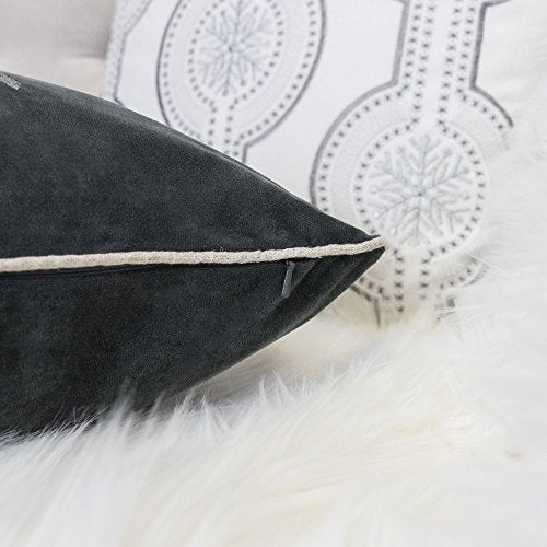 Embroidery Gray Velvet Throw Pillow Cover, Merry Christmas Series Snowflake Floral Wreath Luxury Soft Fuzzy Cozy Warm Slik Gift Square Couch Cushion Pillow Case 20 x 20 Inch, Cover Only - color: Snowflake Wreath