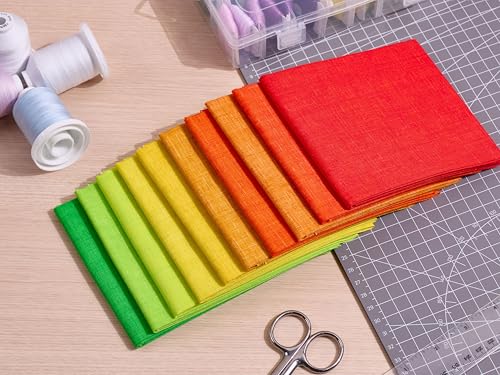 Craftido - 11 Options Solids with Tweed Tonals - Assorted Color Cotton Quilting Fabric Bundles 10pcs Fat Quarters 18"x21" - Medium Weight 5.2oz - for Quilting, Sewing and Crafts - Fruit&Garden - color: Fruit&garden