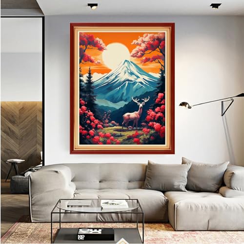 Dooxvey Cross Stitch Kit for Adult Beginners - Full Range of Stamped Kits - 11CT Cross Stitch Patterns - Snow Mountain Sunrise - 16x20 inch - color: Manual Arts 03