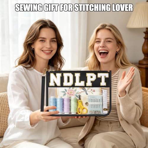 BuyCard Needlepoint Project Bag, NDLPT Clear Zipper Pouch Sewing Gifts Bag - color: Black