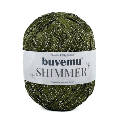 Shimmer Metallic Thread for Crochet,Lace & Embroidery,Olive, Silver Glitter - color: Olive, Silver Glitter, size: 1 Pack