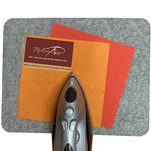 Madam Sew Natural Wool Pressing mat for quilting (17”x13.5”) 100% Wool Felt Ironing Pad | Wool Ironing Mat for quilters,Crisp Seams on Quilt Blocks,Sewing Projects & Embroidery- ironing mat for sewing - size: 17” x 13.5”