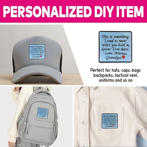 Loving Memorial Family Patch 3 Inches Memory Heart Family Memories Gifts Remembrance Iron On/Sew On Embroidery Fabric Applique Patches for Trucker Hats Clothes DIY Accessories (Style 1, Grandpa) - color: Style 1, size: Grandpa
