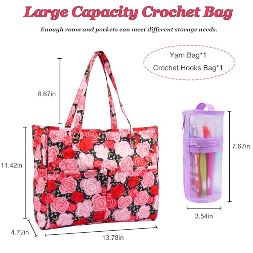 Hobekoee Crochet Bag Organizer Yarn Storage Organizer - color: Red