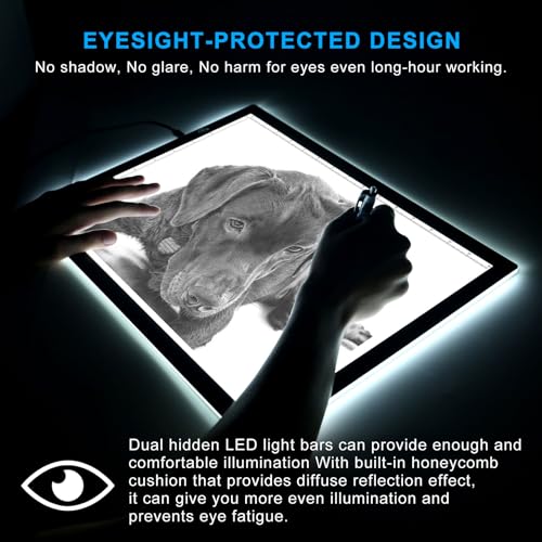 LitEnergy A3 Copy Light Board Tracing Box, Ultra-Thin Adjustable Drawing Tablet USB Power Artcraft LED Tracer Pad for Diamond Art Painting Accessories, Streaming, Sketching, Animation, Stenciling - color: BLACK, size: 11.7 x 16.5 inches