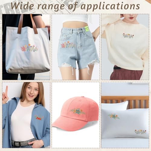 4 Sheets Water Soluble Stabilizer Embroidery Patterns Stick and Stitch Embroidery Flower Paper Floral Daisy Designs Wash Away Stabilizer Printable Draw Patterns for Hand Sewing Lover Beginners - style: A
