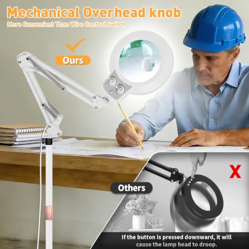 4In1 Floor Magnifying Lamp with Light, 12X 30X Glass Magnifier Black - color: White, size: 12x 30x