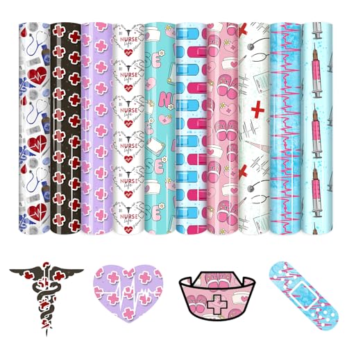HTVSTD Nurse HTV Heat Transfer Vinyl 10 Sheets 12×10in Iron on Vinyl - color: Nurse