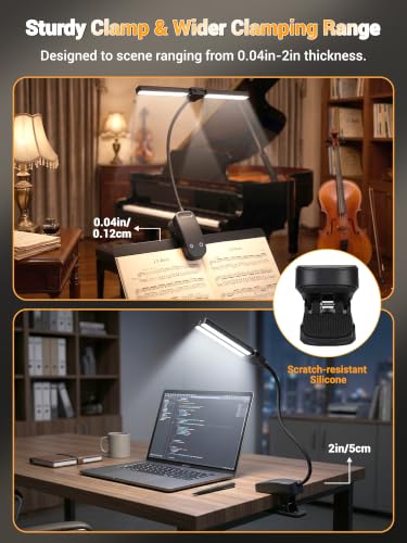 Clip on Light,100 LEDs+10 Brightness+5 Colors Foldable Music Stand Light