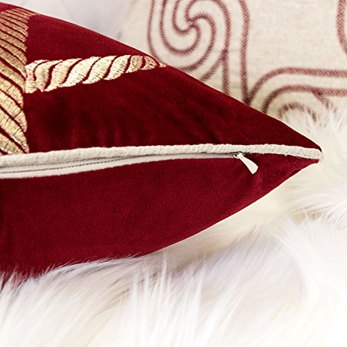 Embroidery Red Velvet Throw Pillow Cover, Merry Christmas Series Gift Knot Luxury Soft Fuzzy Cozy Warm Slik Gift Square Couch Cushion Pillow Case 20 x 20 Inch, Cover Only - color: U4-gift Knot Red