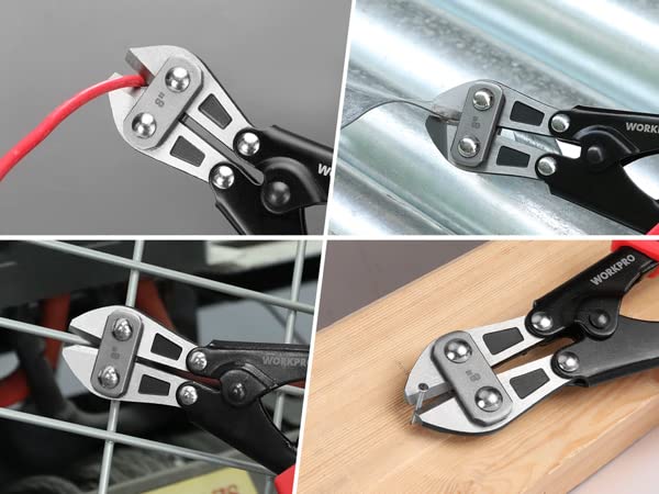 WORKPRO Mini Bolt Cutter 8-inch, Spring Loaded Small Heavy Duty Wire Cable Cutter, Snips Clippers with Soft Anti-Slip Handle - size: 8-inch/210mm, style: Bolt Cutter