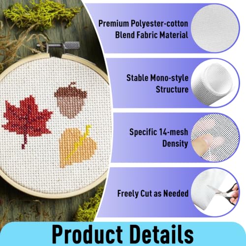 2PCS 14 Mesh 20"×20" Blank White Needlepoint Canvas