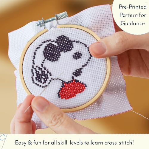 AQUARIUS Peanuts Joe Cool Small Cross Stitch Embroidery Kit for Beginners