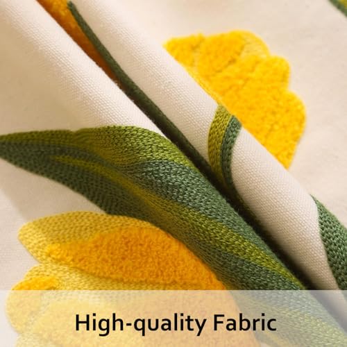 Embroidered Throw Pillow Covers 18x18 Pack of 2 Yellow Tulip - color: Yellow Tulip, size: 18" x 18" (Pack of 2)