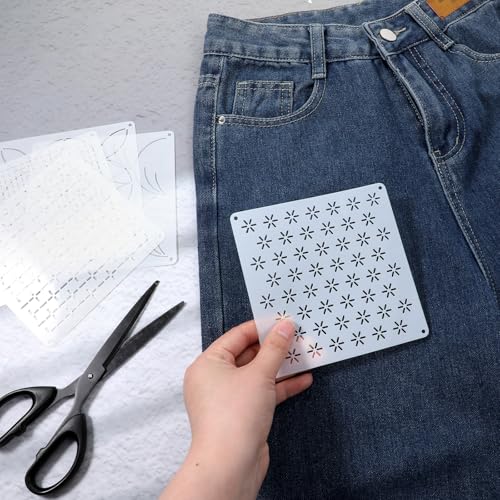 32Pcs Plastic Sashiko Stencil Kit Geometric Sashiko Pattern