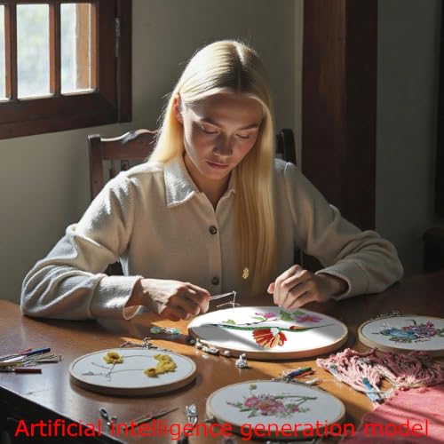 57lilina Embroidery Kit for Beginners, Pack of 3 with Hoop, Threads, Needle - color: Hummingbird