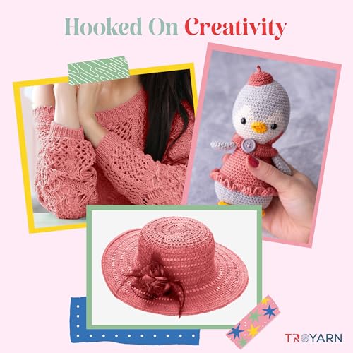 TROYARN Summer (4- Skeins Pack) Silk Effect Hand Knitting Yarn Crochet Art Lace Craft 100% Microfiber Acrylic 4x100 gr (4x383 yds) (105619 - Alstromeria) - color: 105619 - Alstromeria, size: 4 Skein