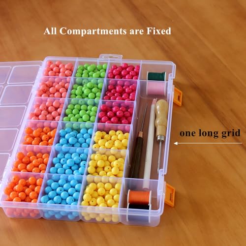 4 Pack Fixed 21 Grids Clear Plastic Storage Box, Transparent Organizer Container Case for Small Parts, Bead, Button, Jewelry, Diamond, Craft Supplies,Sewing Kit, DIY Accessories - size: M