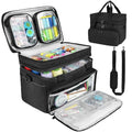 Double Layer Sewing Organizer Bag with Shoulder Strap, Black - color: Black